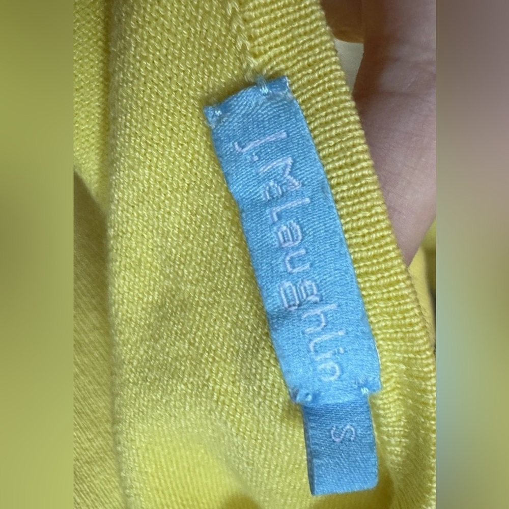 J. McLaughlin Jamey Yellow Sweater Sm Long Sleeve Pullover Crewneck Button Cuff - Picture 6 of 8